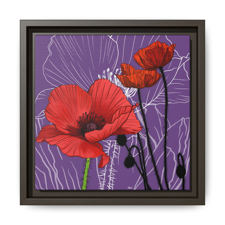 Poppy: August Birth Month Flower — Framed Canvas Print Wall Art