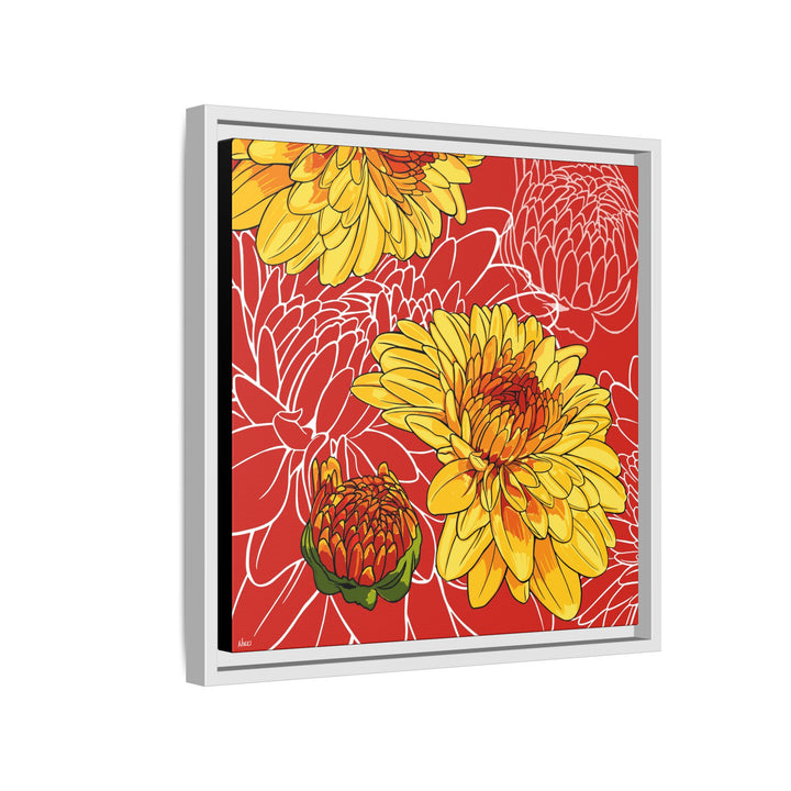 Chrysanthemum: November Birth Month Flower — Framed Canvas Print Wall Art