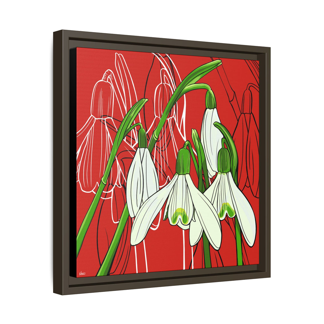 Snowdrop: January Birth Month Flower — Framed Canvas Print Wall Art