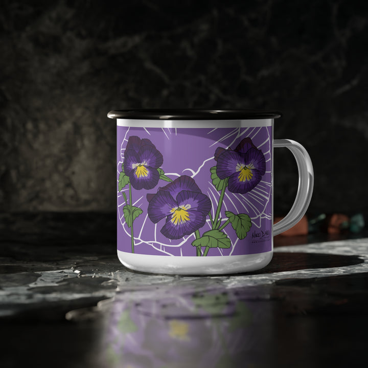 Violet Enamel Camp Cup — February Birth Month Flower