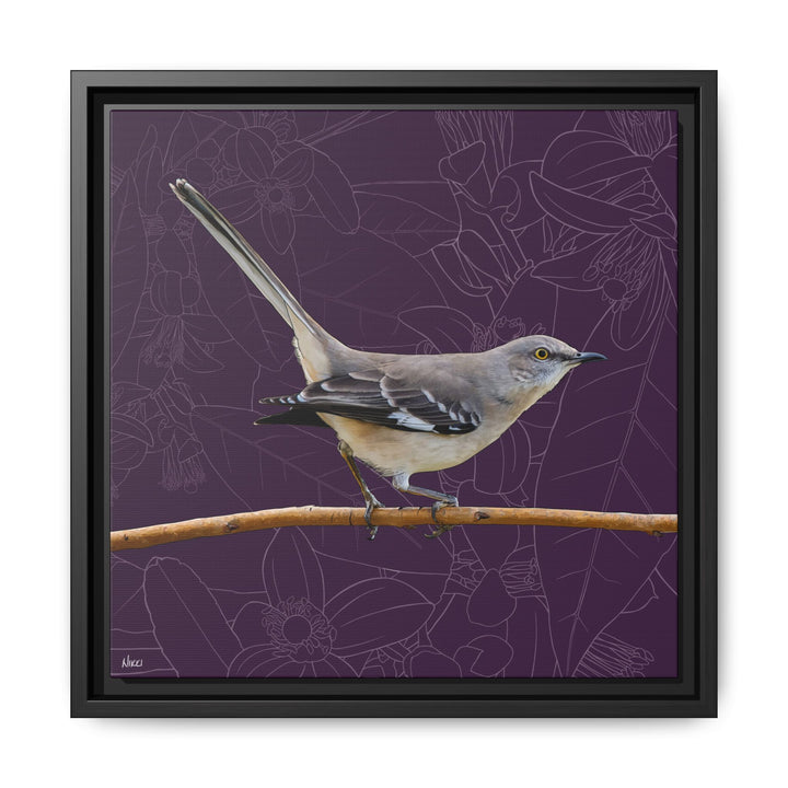 Northern Mockingbird: Florida State Bird — Framed Canvas Print Wall Art