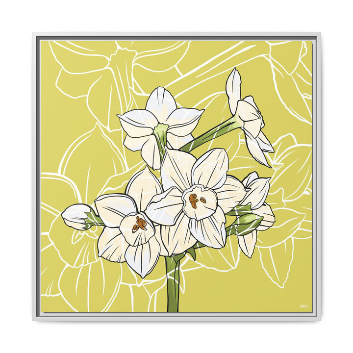 Paperwhite: December Birth Month Flower — Framed Canvas Print Wall Art