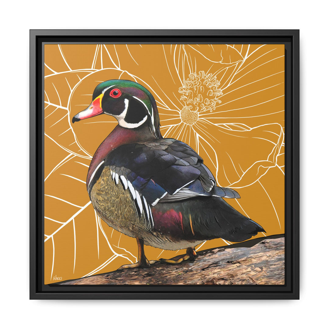 Wood Duck: Mississippi State Bird — Framed Canvas Print Wall Art