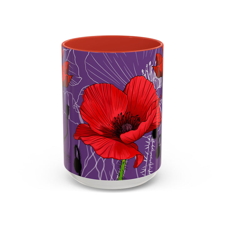 Poppy Ceramic Coffee Mug — August Birth Month Flower