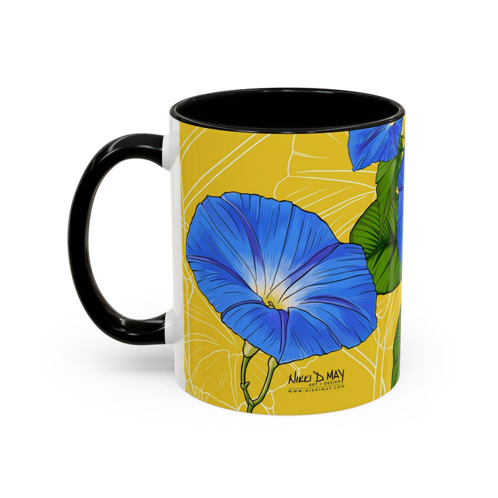 Blue Morning Glory Ceramic Coffee Mug — September Birth Month Flower