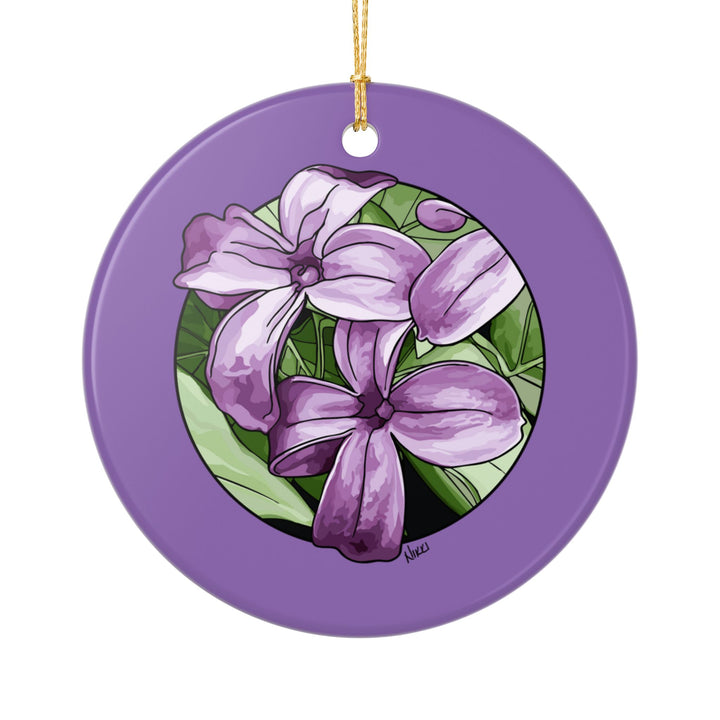 Lilac Floral Ceramic Ornament — Double-Sided