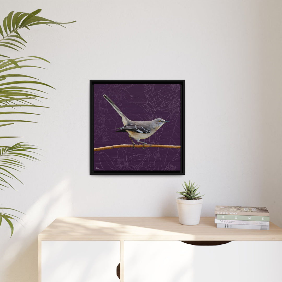 Northern Mockingbird: Florida State Bird — Framed Canvas Print Wall Art