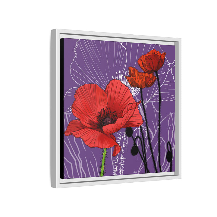 Poppy: August Birth Month Flower — Framed Canvas Print Wall Art