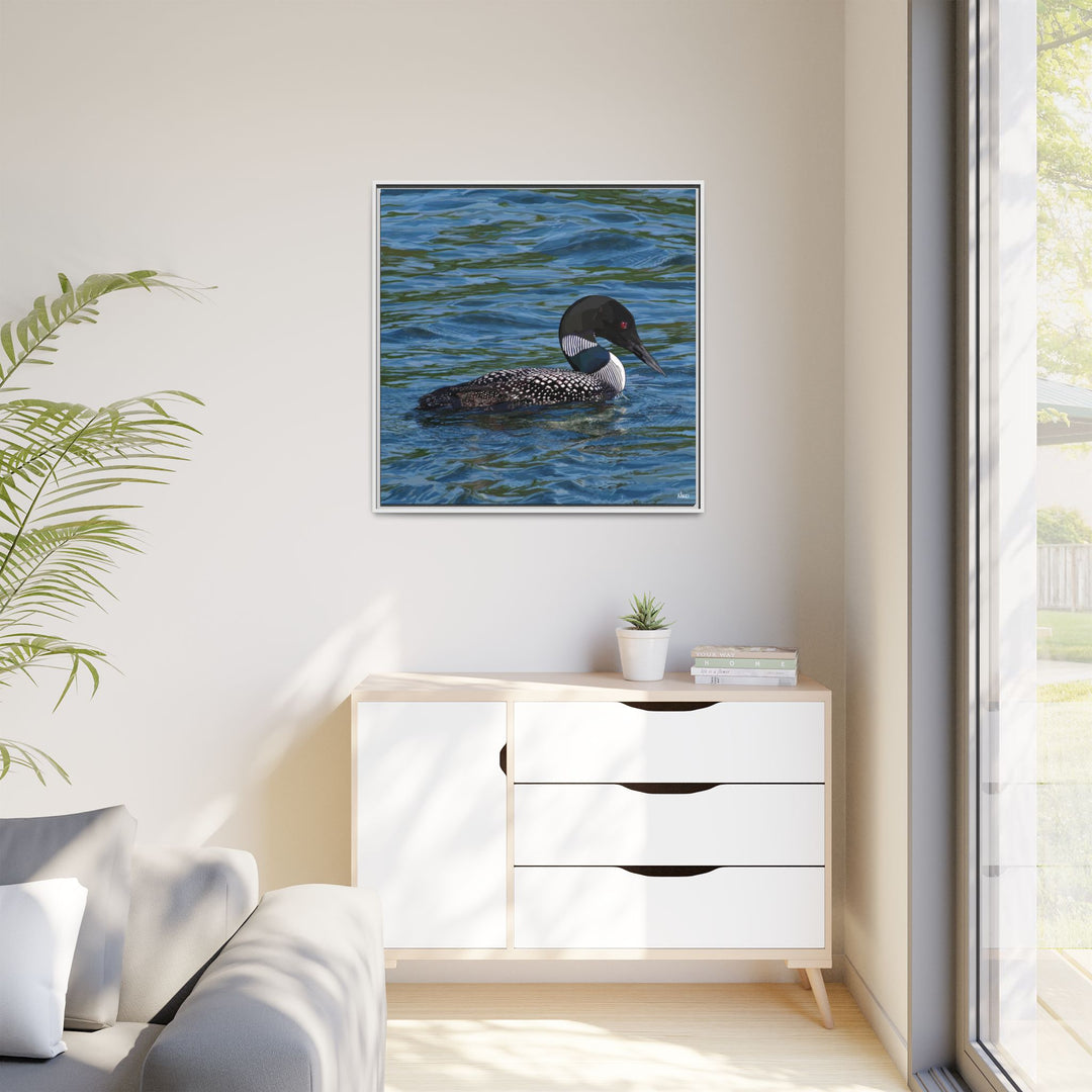 Common Loon: Minnesota State Bird — Framed Canvas Print Wall Art