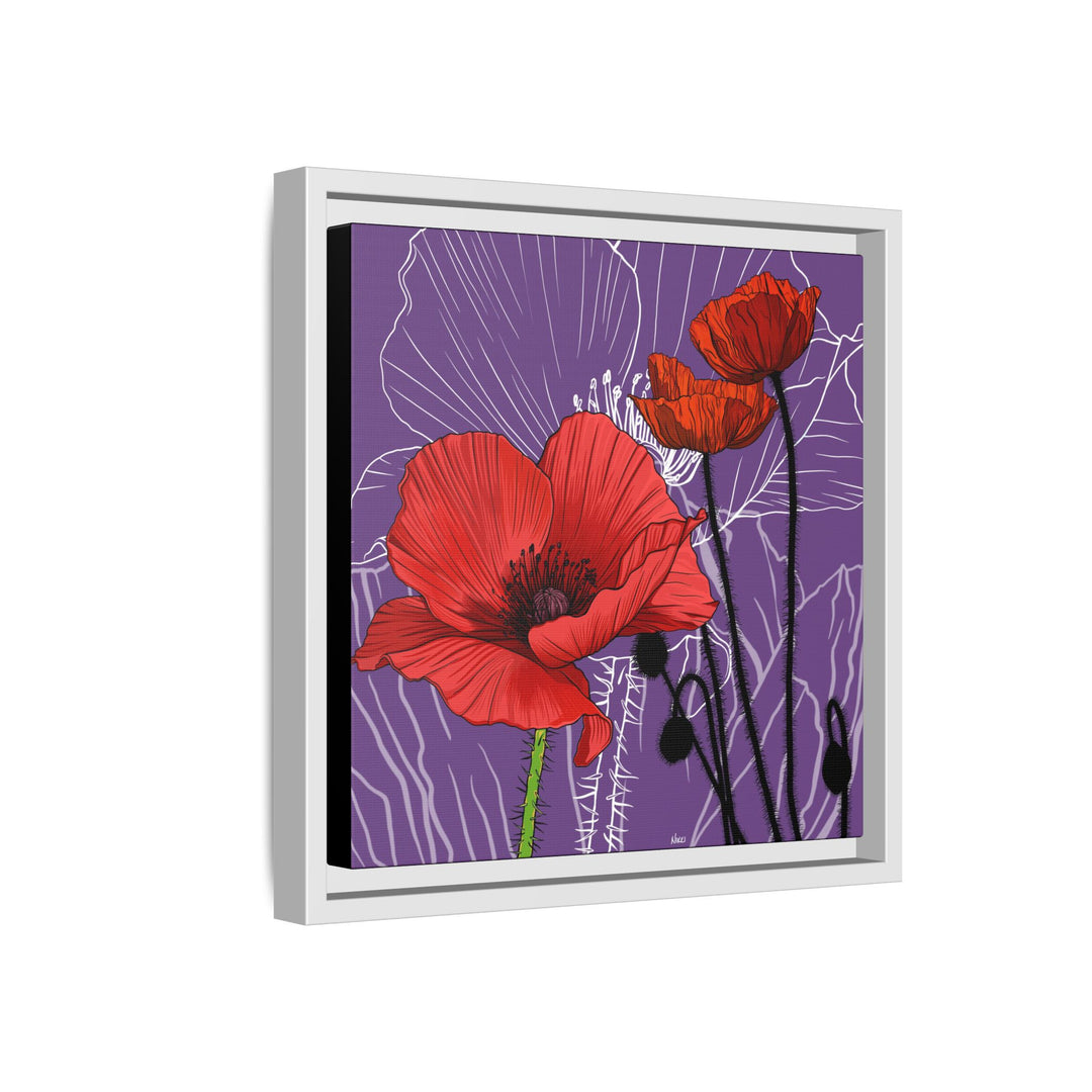 Poppy: August Birth Month Flower — Framed Canvas Print Wall Art