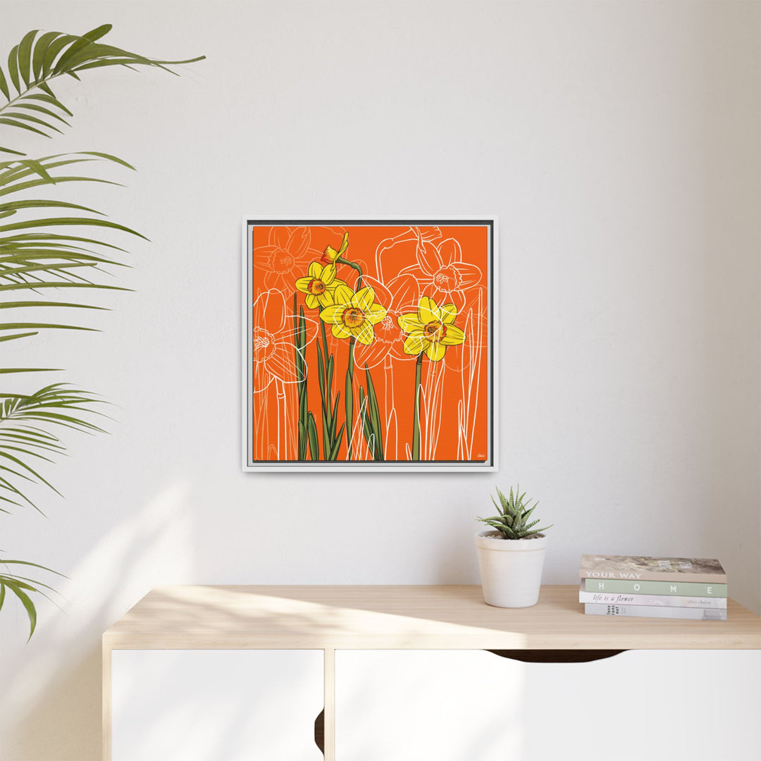 Daffodil: March Birth Month Flower — Framed Canvas Print Wall Art