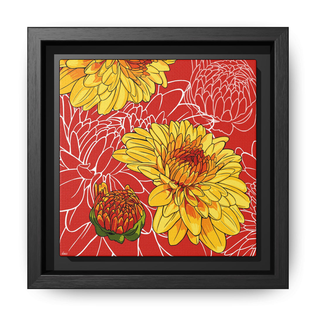 Chrysanthemum: November Birth Month Flower — Framed Canvas Print Wall Art