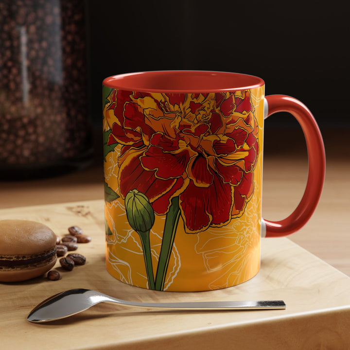 Marigold Ceramic Coffee Mug — October Birth Month Flower