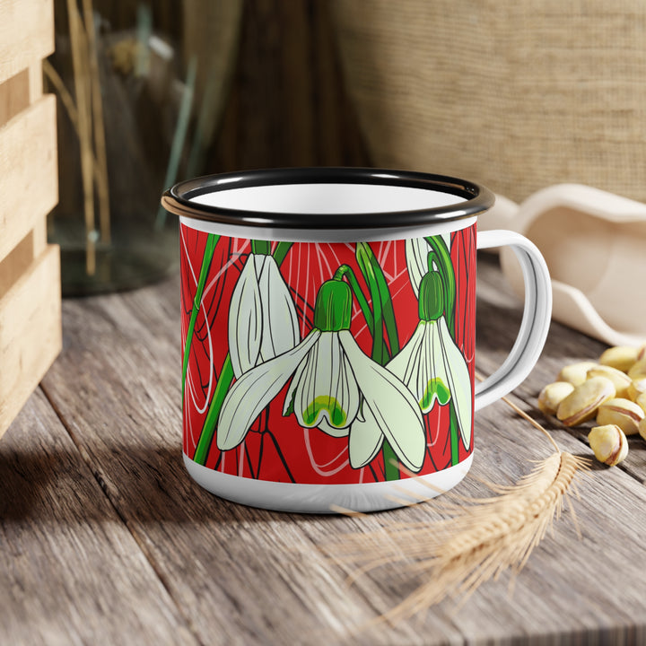 Snowdrop Enamel Camp Cup — January Birth Month Flower