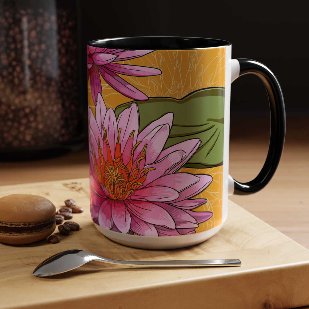 Pink Water Lily Ceramic Coffee Mug – July Birth Month Flower