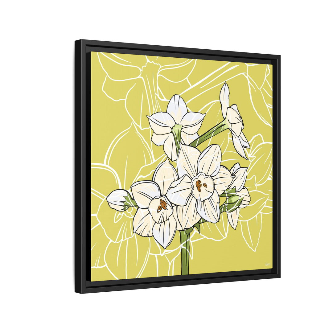 Paperwhite: December Birth Month Flower — Framed Canvas Print Wall Art