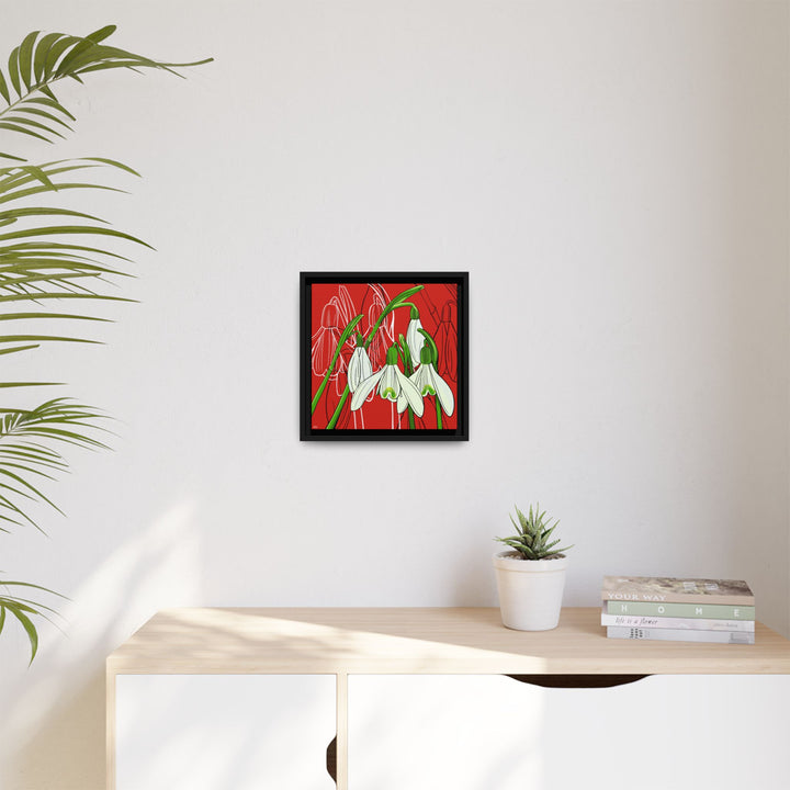 Snowdrop: January Birth Month Flower — Framed Canvas Print Wall Art