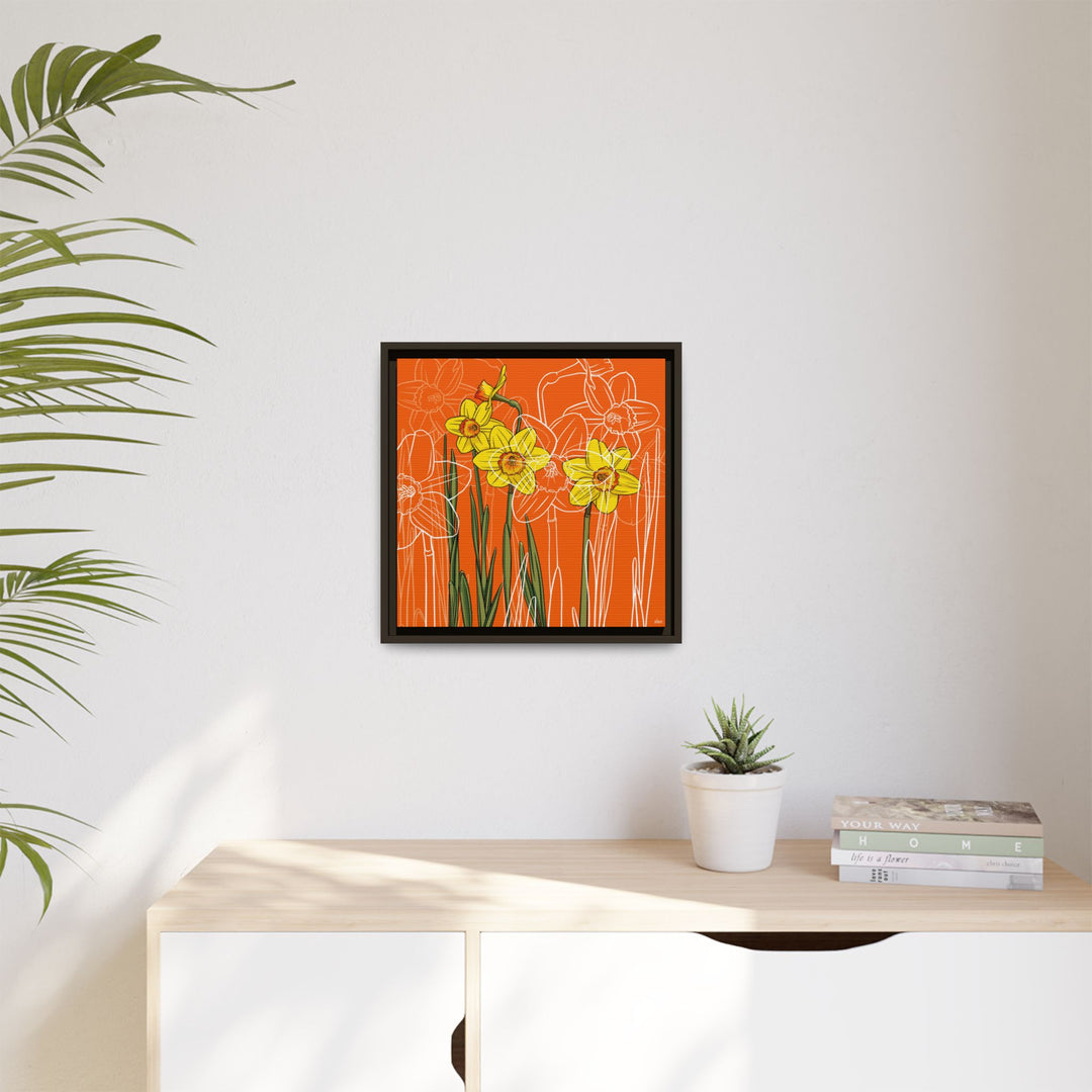 Daffodil: March Birth Month Flower — Framed Canvas Print Wall Art