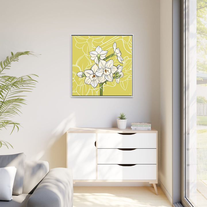Paperwhite: December Birth Month Flower — Framed Canvas Print Wall Art