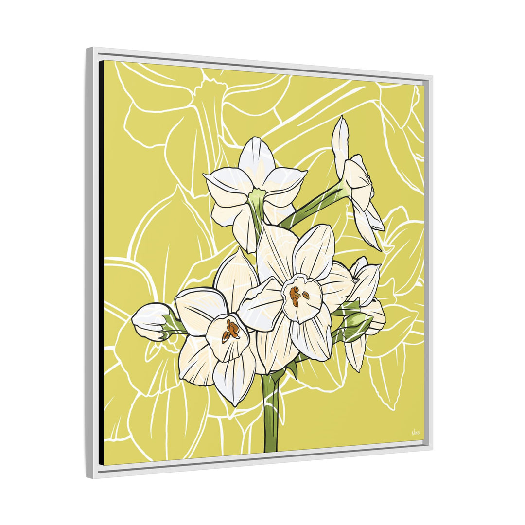 Paperwhite: December Birth Month Flower — Framed Canvas Print Wall Art