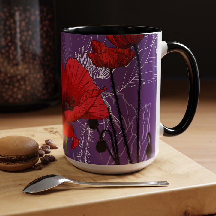 Poppy Ceramic Coffee Mug — August Birth Month Flower