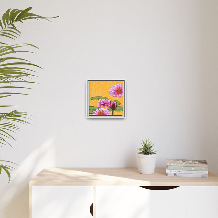Water Lily: July Birth Month Flower — Framed Canvas Print Wall Art