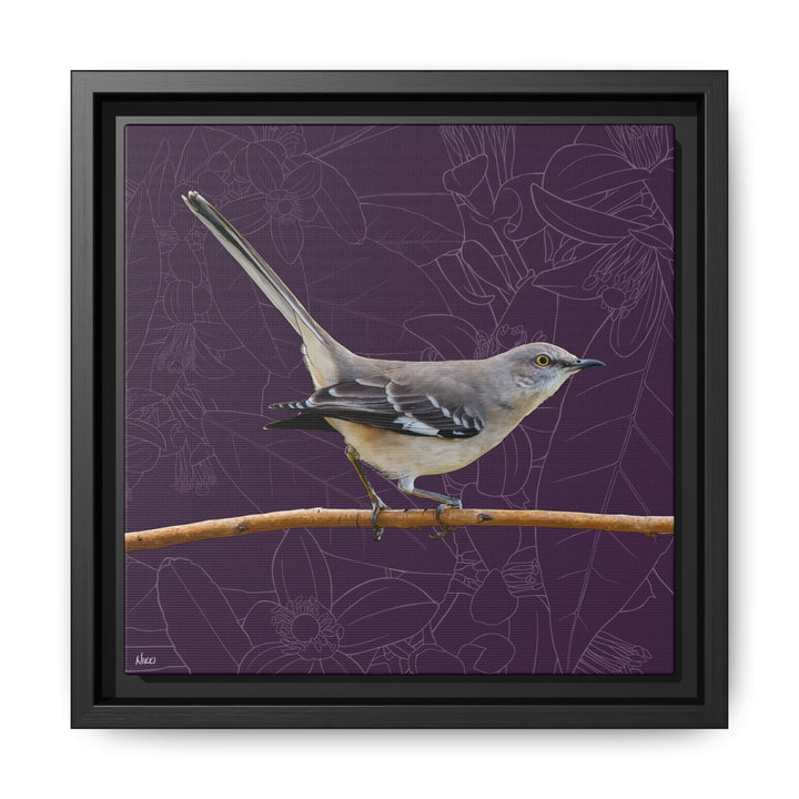 Northern Mockingbird: Florida State Bird — Framed Canvas Print Wall Art