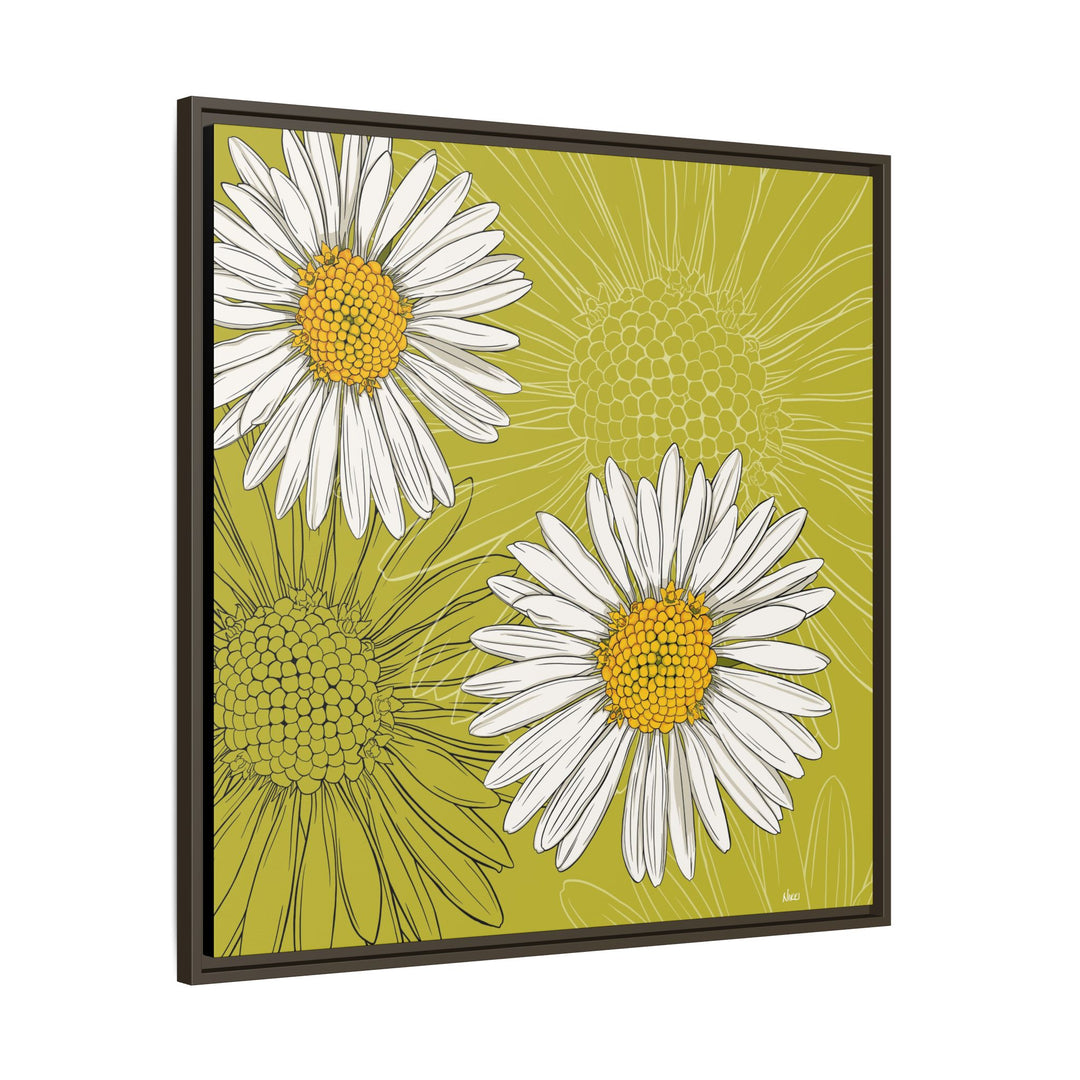 Daisy: April Birth Month Flower — Framed Canvas Print Wall Art