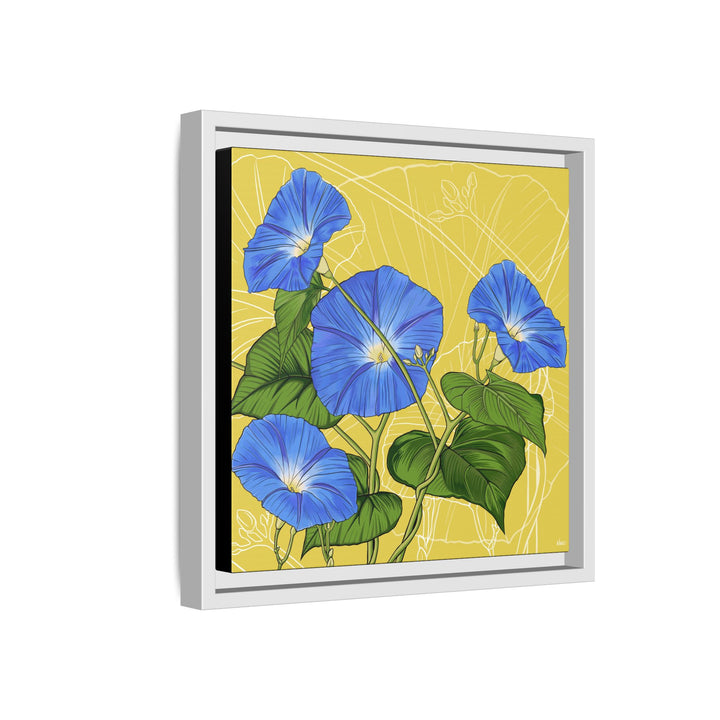 Blue Morning Glory: September Birth Month Flower — Framed Canvas Print Wall Art