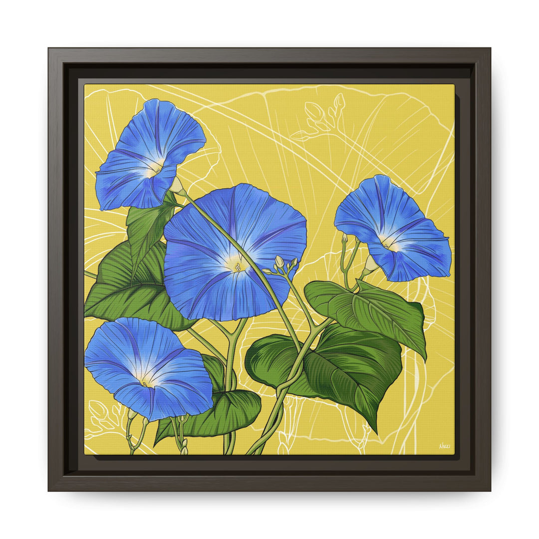 Blue Morning Glory: September Birth Month Flower — Framed Canvas Print Wall Art