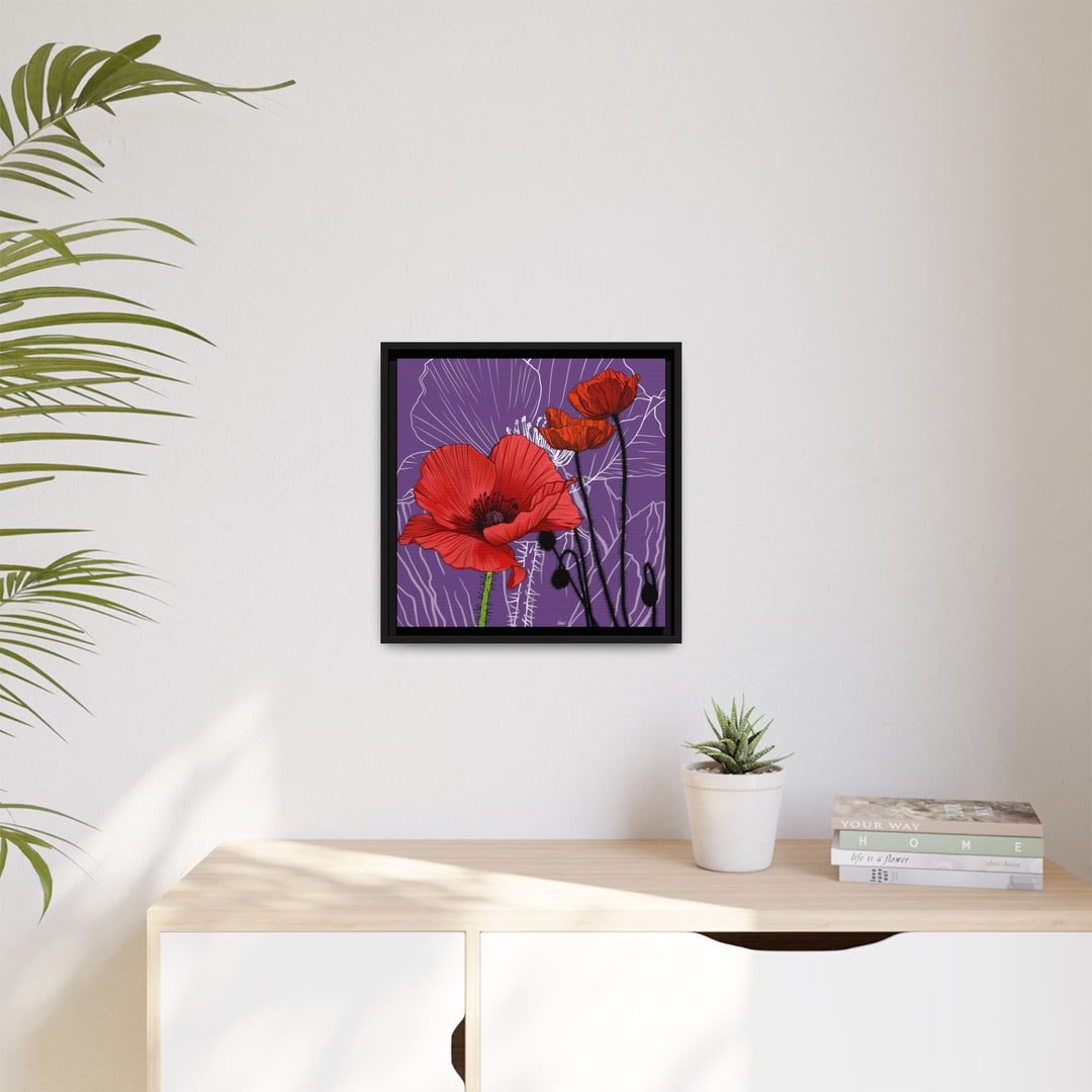Poppy: August Birth Month Flower — Framed Canvas Print Wall Art