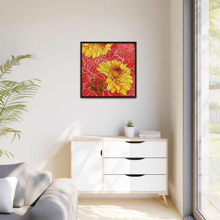 Chrysanthemum: November Birth Month Flower — Framed Canvas Print Wall Art