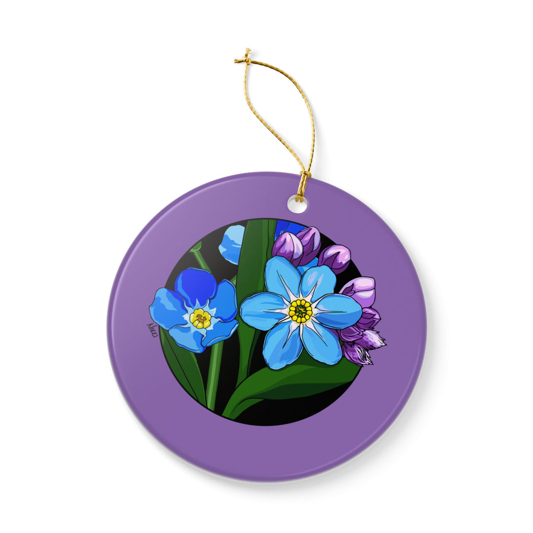 Forget-Me-Not Ceramic Ornament — Double-Sided Floral Holiday Decor