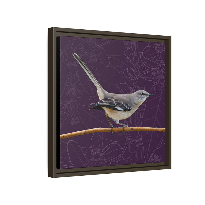 Northern Mockingbird: Florida State Bird — Framed Canvas Print Wall Art