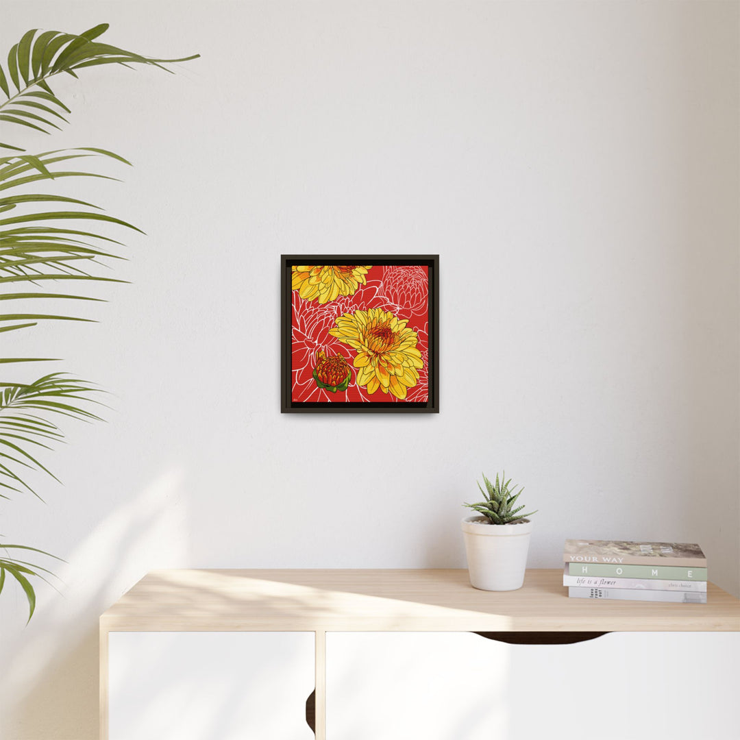 Chrysanthemum: November Birth Month Flower — Framed Canvas Print Wall Art
