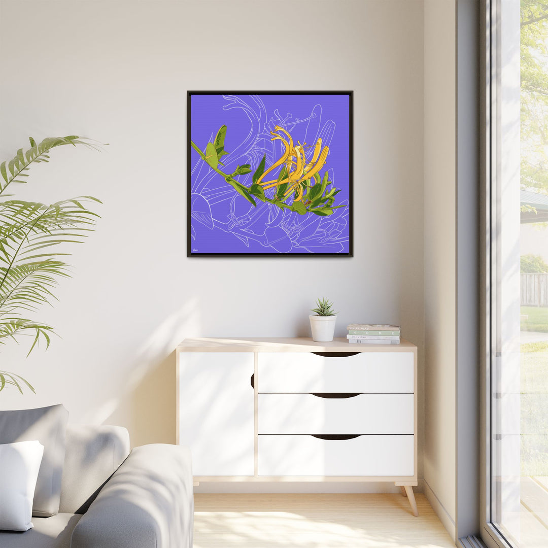 Honeysuckle: June Birth Month Flower — Framed Canvas Print Wall Art