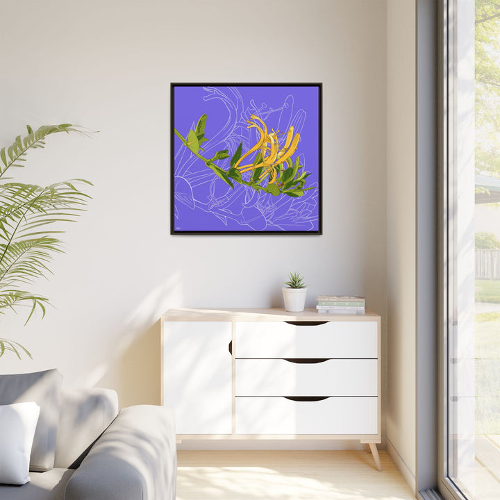 Honeysuckle: June Birth Month Flower — Framed Canvas Print Wall Art