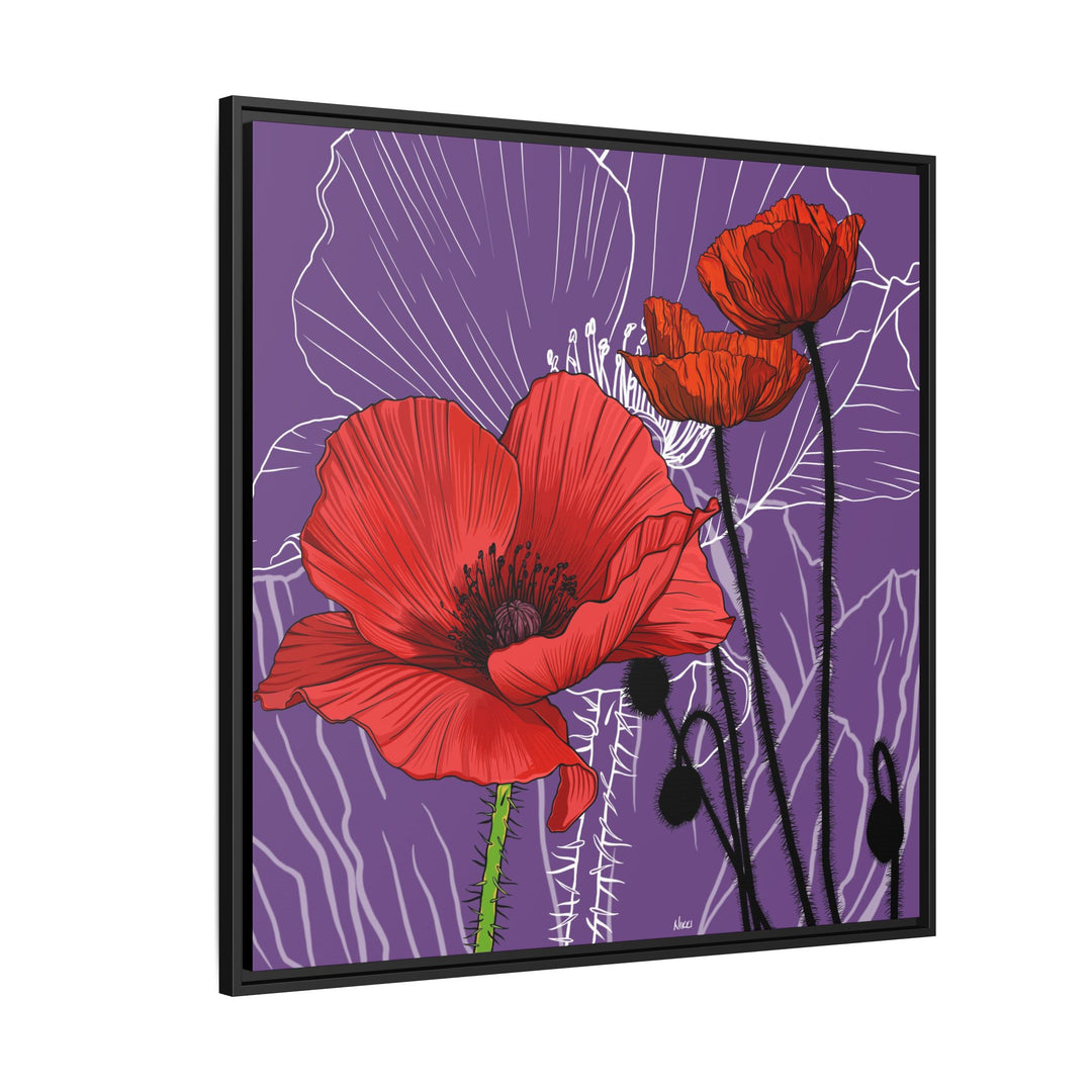Poppy: August Birth Month Flower — Framed Canvas Print Wall Art