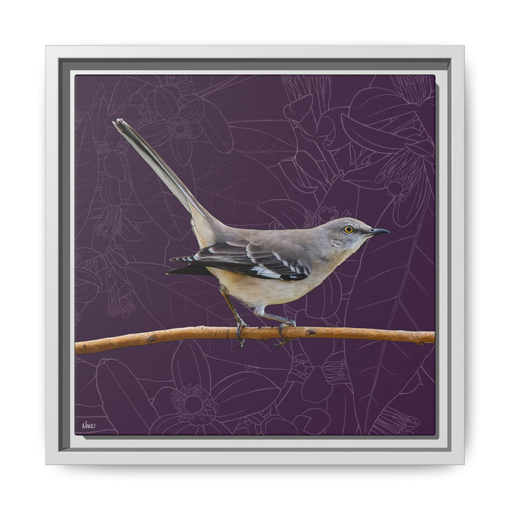 Northern Mockingbird: Florida State Bird — Framed Canvas Print Wall Art