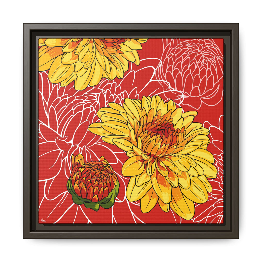 Chrysanthemum: November Birth Month Flower — Framed Canvas Print Wall Art