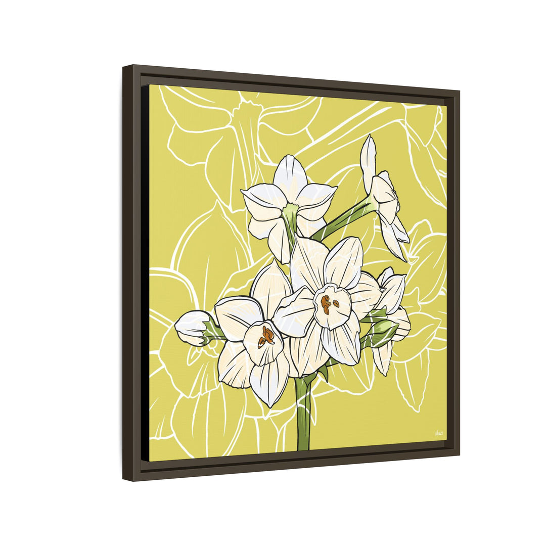 Paperwhite: December Birth Month Flower — Framed Canvas Print Wall Art