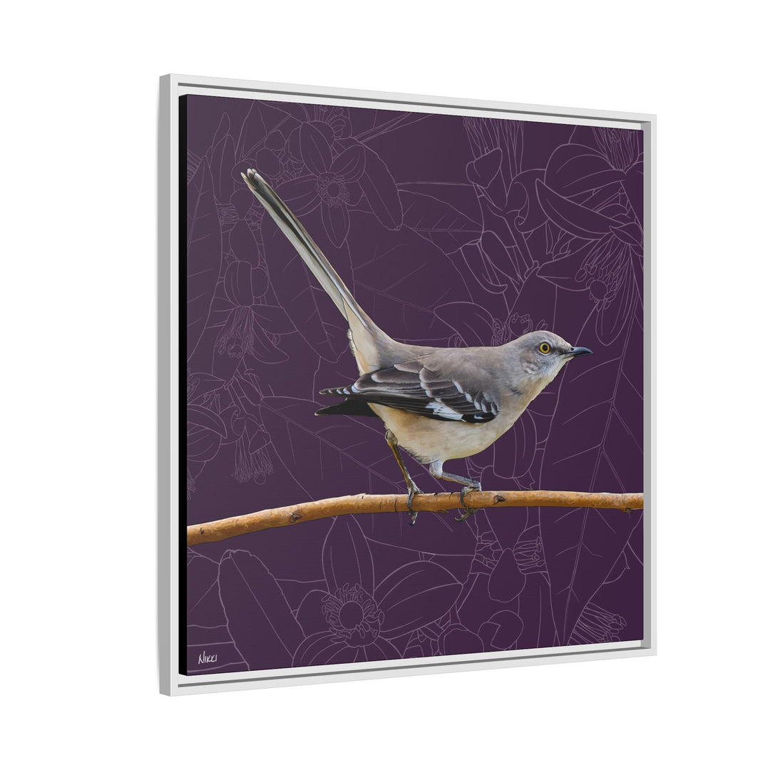 Northern Mockingbird: Florida State Bird — Framed Canvas Print Wall Art