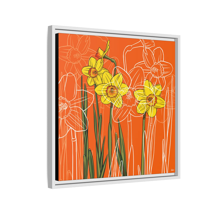 Daffodil: March Birth Month Flower — Framed Canvas Print Wall Art
