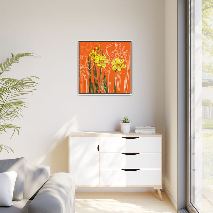 Daffodil: March Birth Month Flower — Framed Canvas Print Wall Art