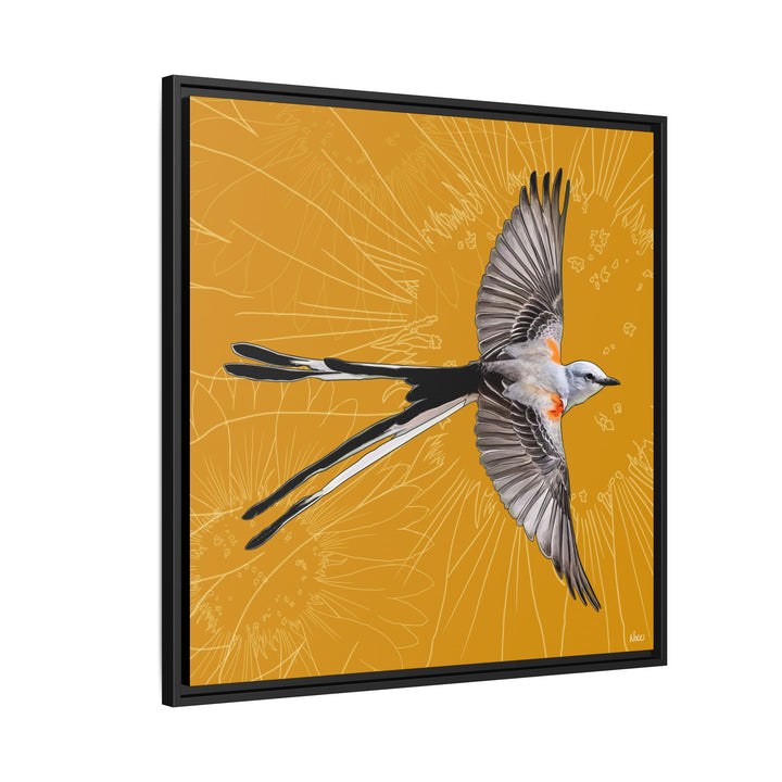 Scissor Tailed Flycatcher: Oklahoma State Bird — Framed Canvas Print Wall Art