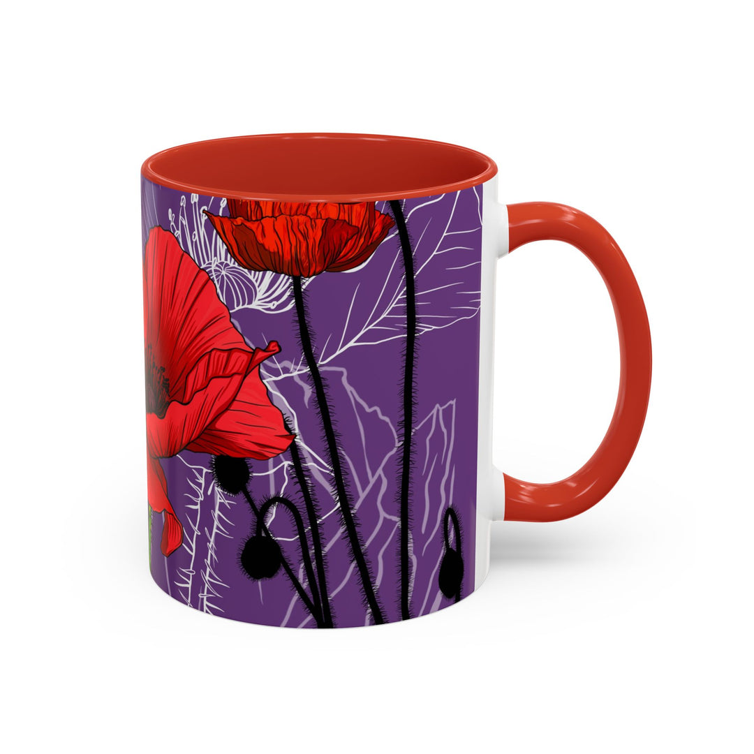 Poppy Ceramic Coffee Mug — August Birth Month Flower