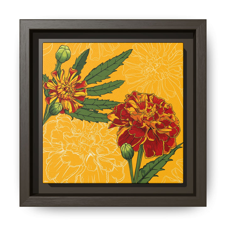 Marigold: October Birth Month Flower — Framed Canvas Print Wall Art