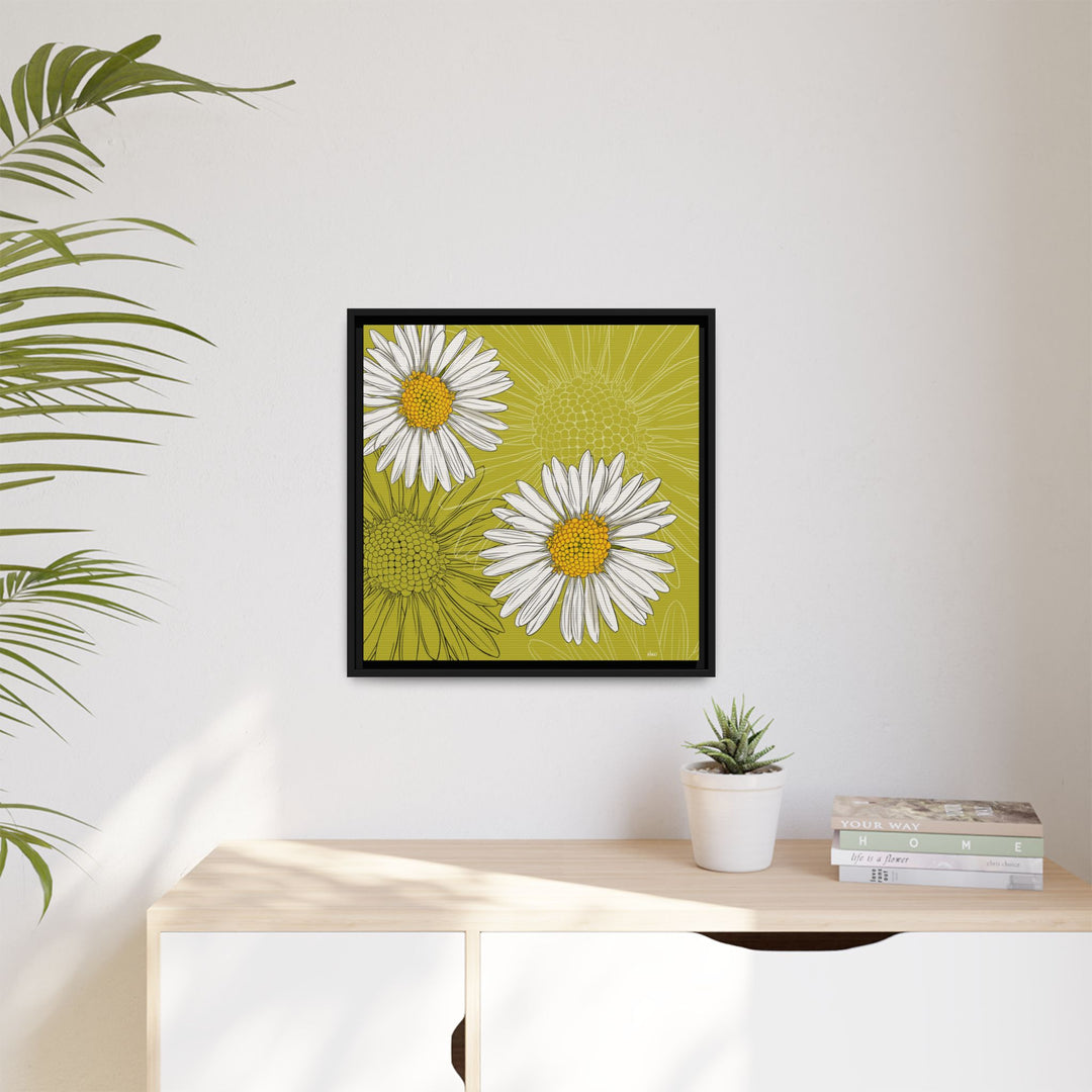 Daisy: April Birth Month Flower — Framed Canvas Print Wall Art