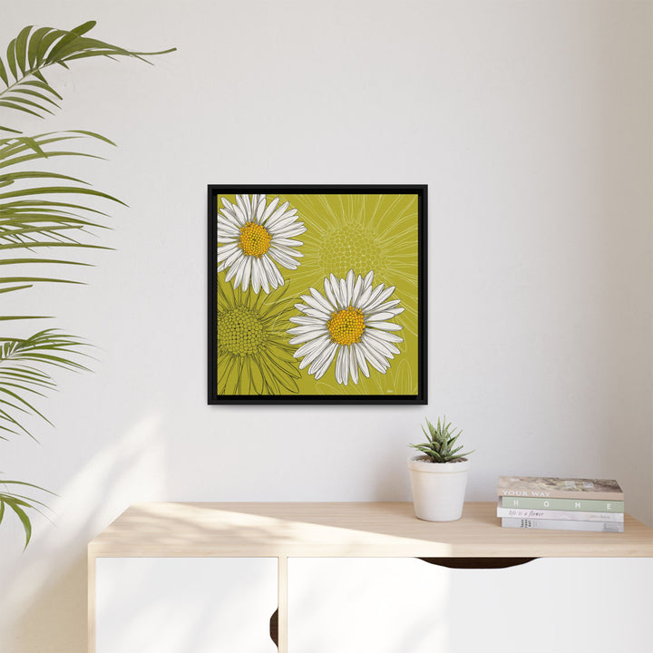 Daisy: April Birth Month Flower — Framed Canvas Print Wall Art