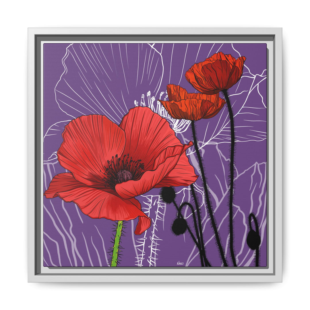 Poppy: August Birth Month Flower — Framed Canvas Print Wall Art